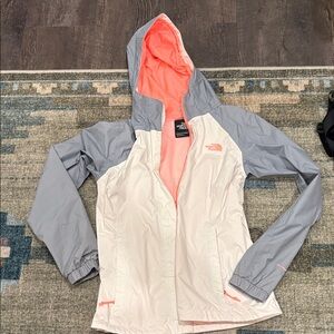 The North Face Women's Light Gray and Coral Ski Jacket
